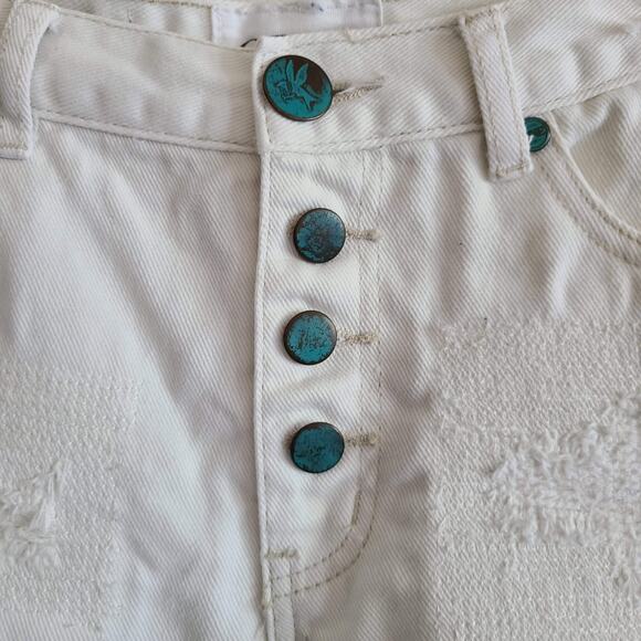 ONE BY ONETEASPOON Hawks Relaxed High Rise Twisted Cuff Hem Denim Shorts 26 - Picture 3 of 12